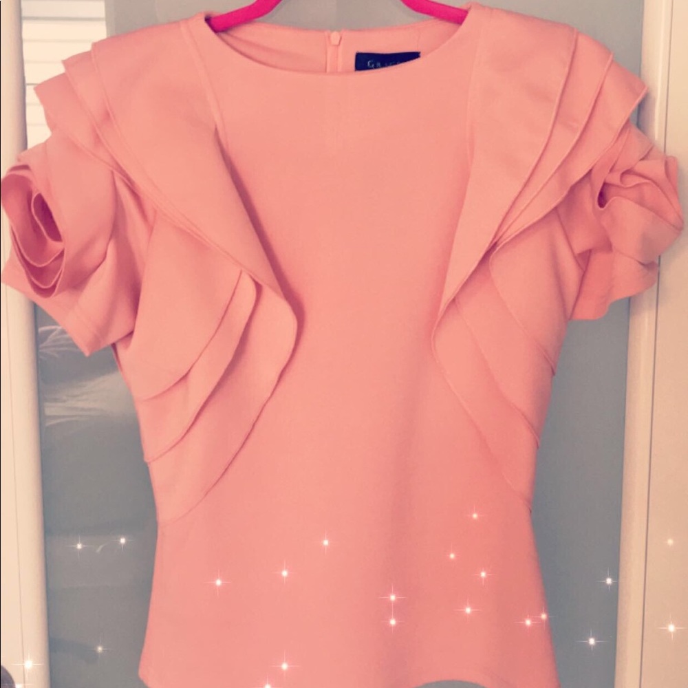 Ruffle flower shoulder top